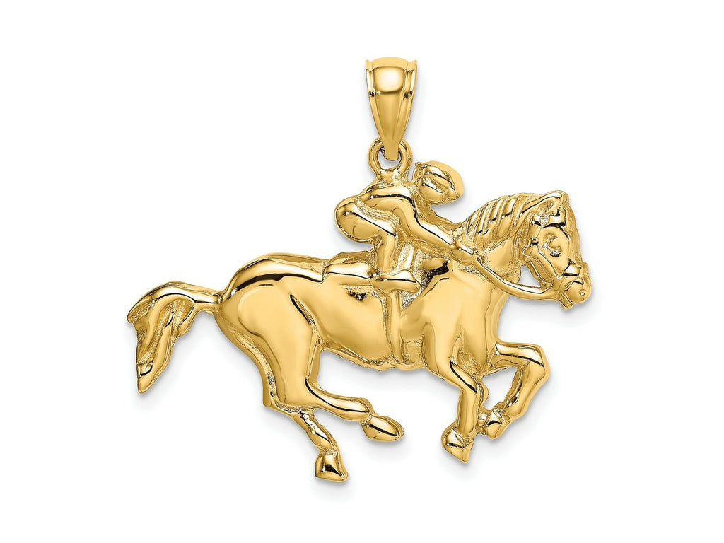 FJC Finejewelers 10 kt Yellow Gold 2-D Jockey on Horse Charm 30 x 33 mm