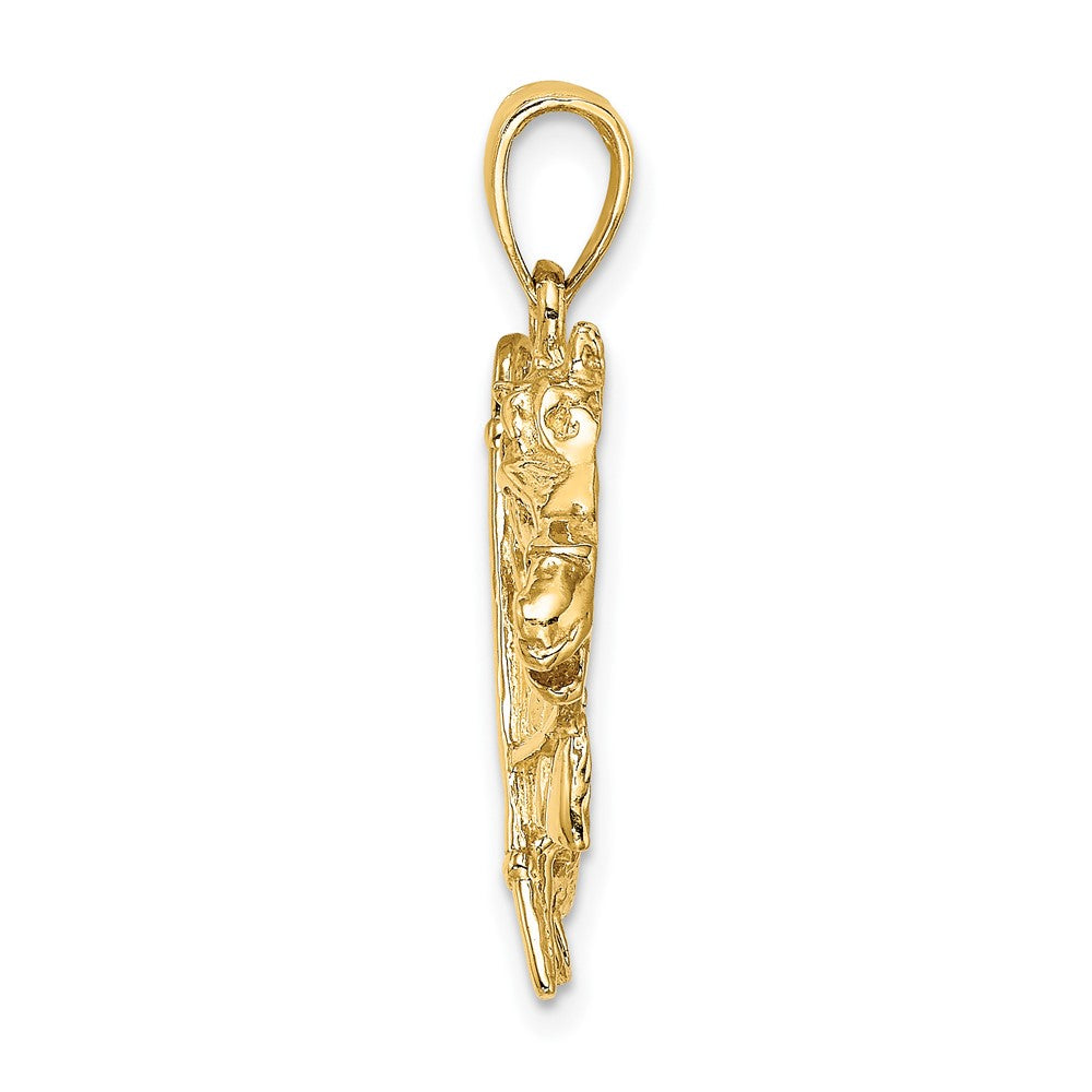 FJC Finejewelers 10 kt Yellow Gold Horse Head with Shoe and Crop Charm 26 x 21 mm