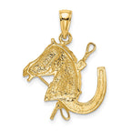 FJC Finejewelers 10 kt Yellow Gold Horse Head with Shoe and Crop Charm 26 x 21 mm