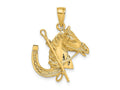 FJC Finejewelers 10 kt Yellow Gold Horse Head with Shoe and Crop Charm 26 x 21 mm