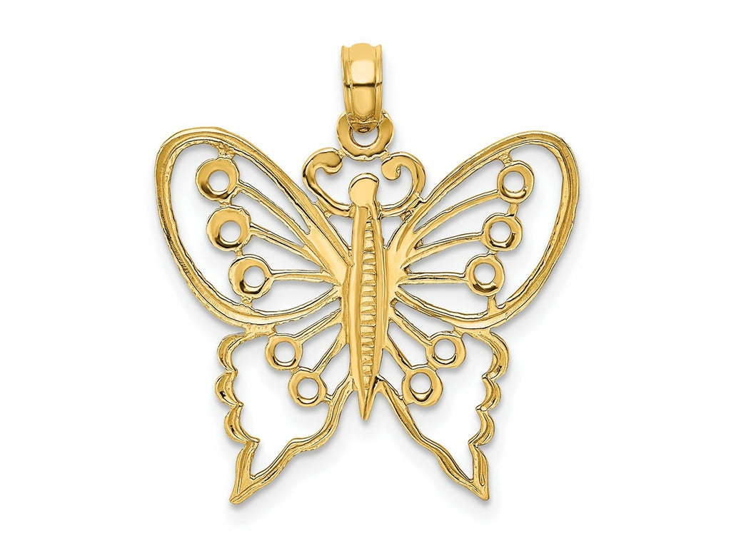 FJC Finejewelers 10 kt Yellow Gold Cut-Out Butterfly Charm 25 x 24 mm