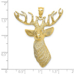 FJC Finejewelers 10 kt Yellow Gold 3-D Textured Deer Head Charm 55 x 38 mm