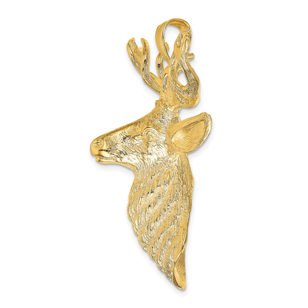 FJC Finejewelers 10 kt Yellow Gold 3-D Textured Deer Head Charm 55 x 38 mm