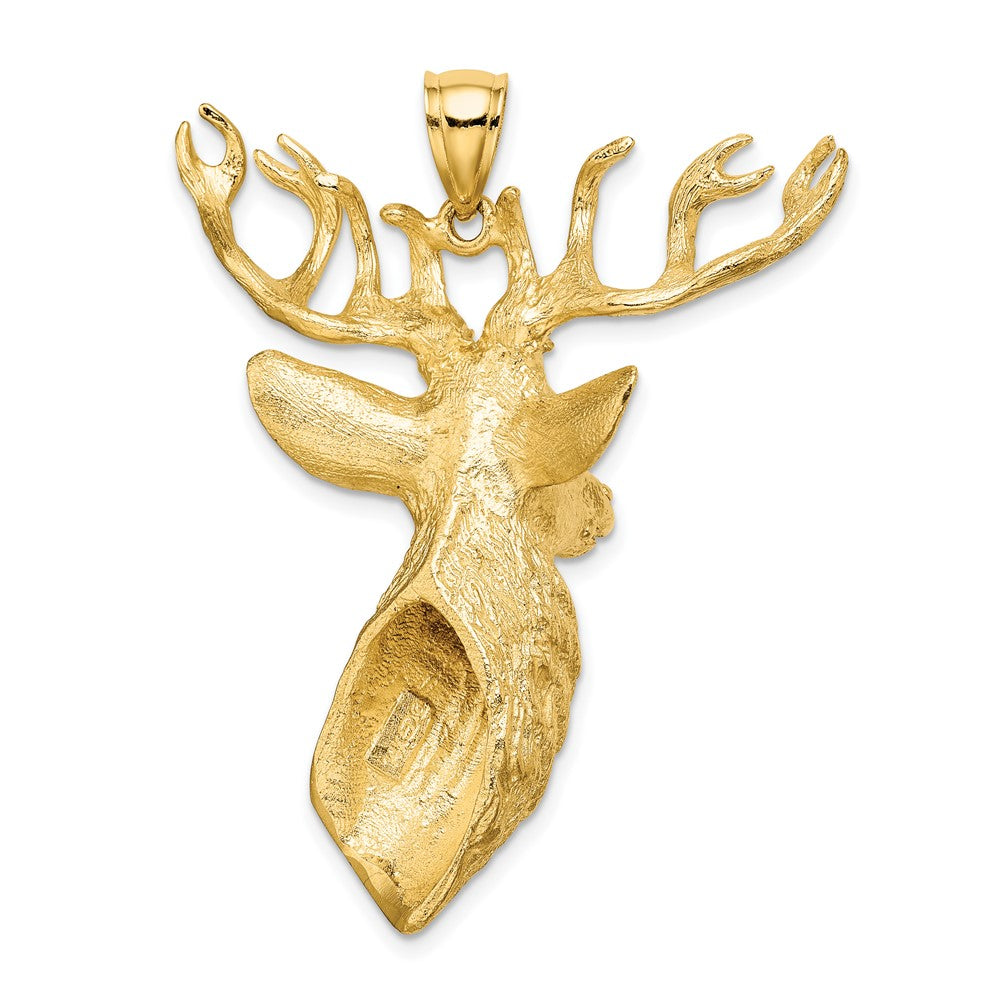 FJC Finejewelers 10 kt Yellow Gold 3-D Textured Deer Head Charm 55 x 38 mm