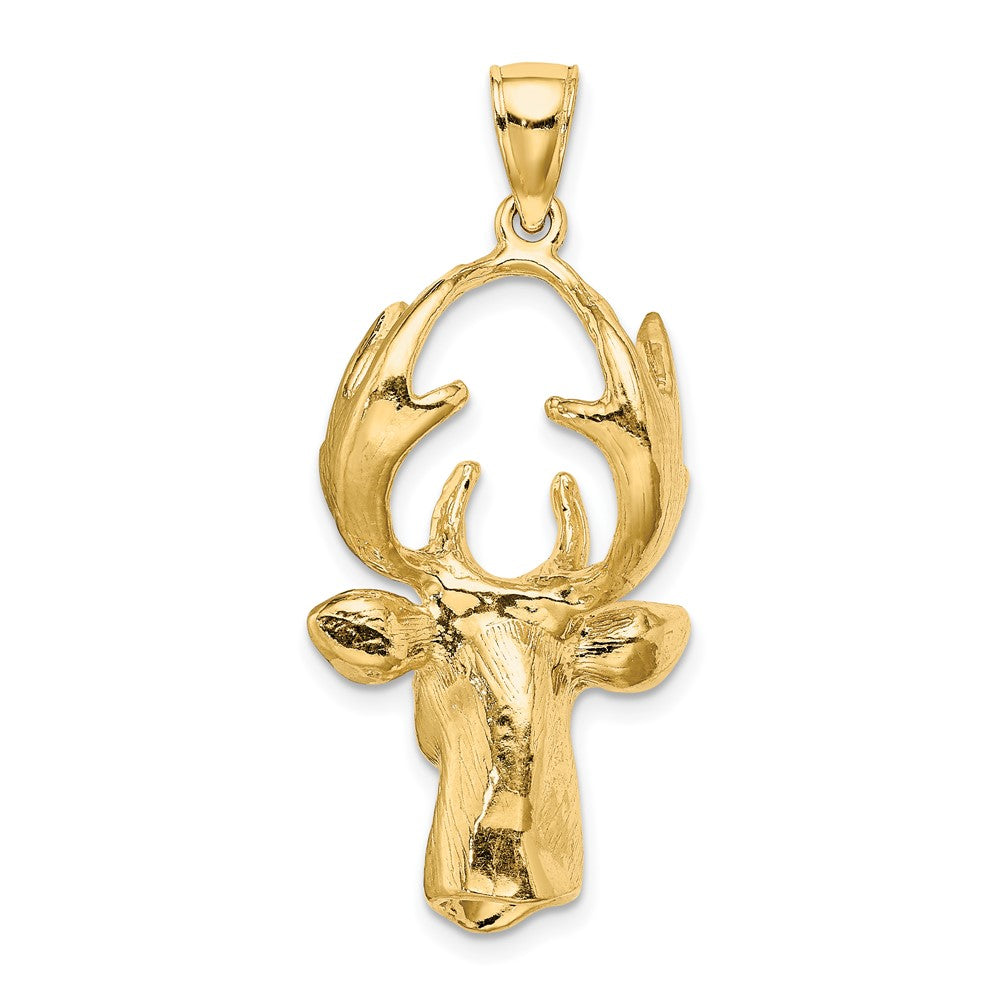 FJC Finejewelers 10 kt Yellow Gold 3-D Deer Head Charm 39 x 18 mm