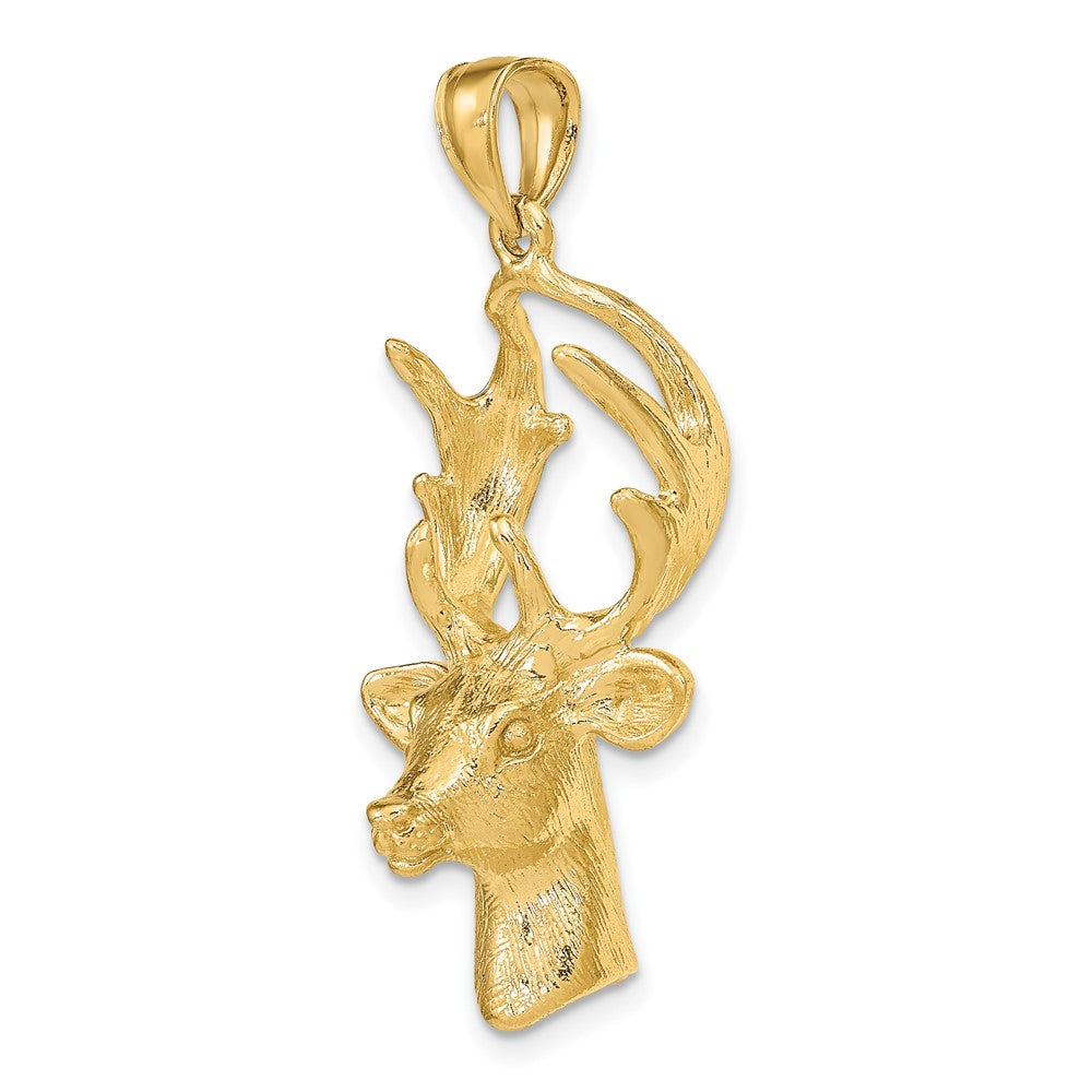 FJC Finejewelers 10 kt Yellow Gold 3-D Deer Head Charm 39 x 18 mm