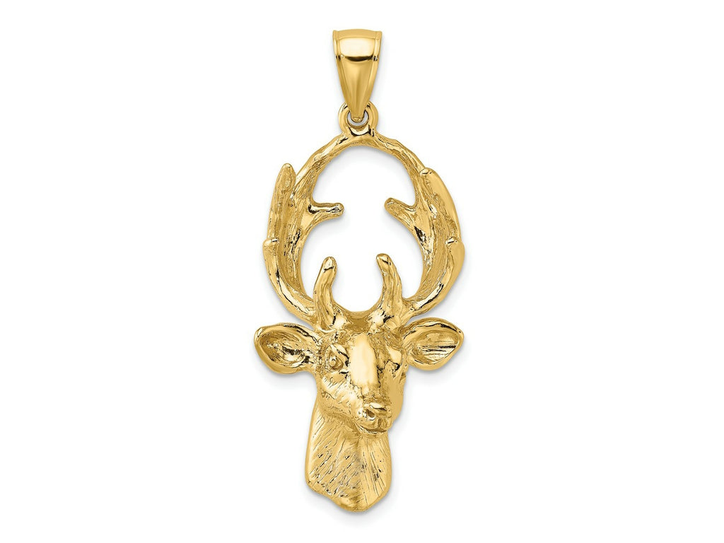 FJC Finejewelers 10 kt Yellow Gold 3-D Deer Head Charm 39 x 18 mm