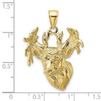 FJC Finejewelers 10 kt Yellow Gold 2-D Textured Deer Head Charm 35 x 22 mm