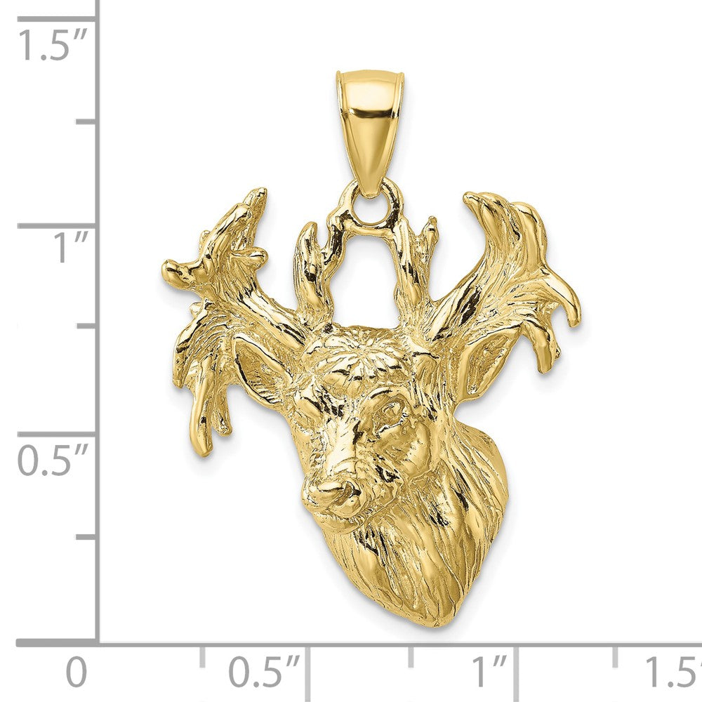 FJC Finejewelers 10 kt Yellow Gold 2-D Textured Deer Head Charm 35 x 22 mm