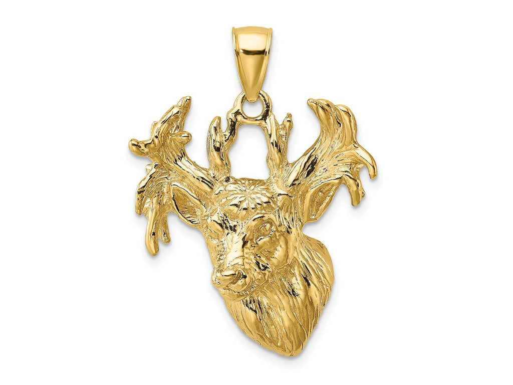 FJC Finejewelers 10 kt Yellow Gold 2-D Textured Deer Head Charm 35 x 22 mm