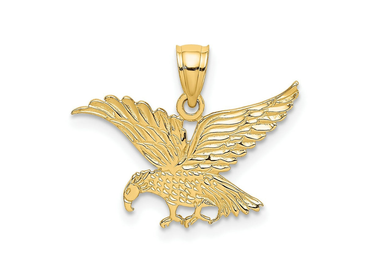 FJC Finejewelers 10 kt Yellow Gold Flat Engraved Eagle Charm 17 x 20 mm