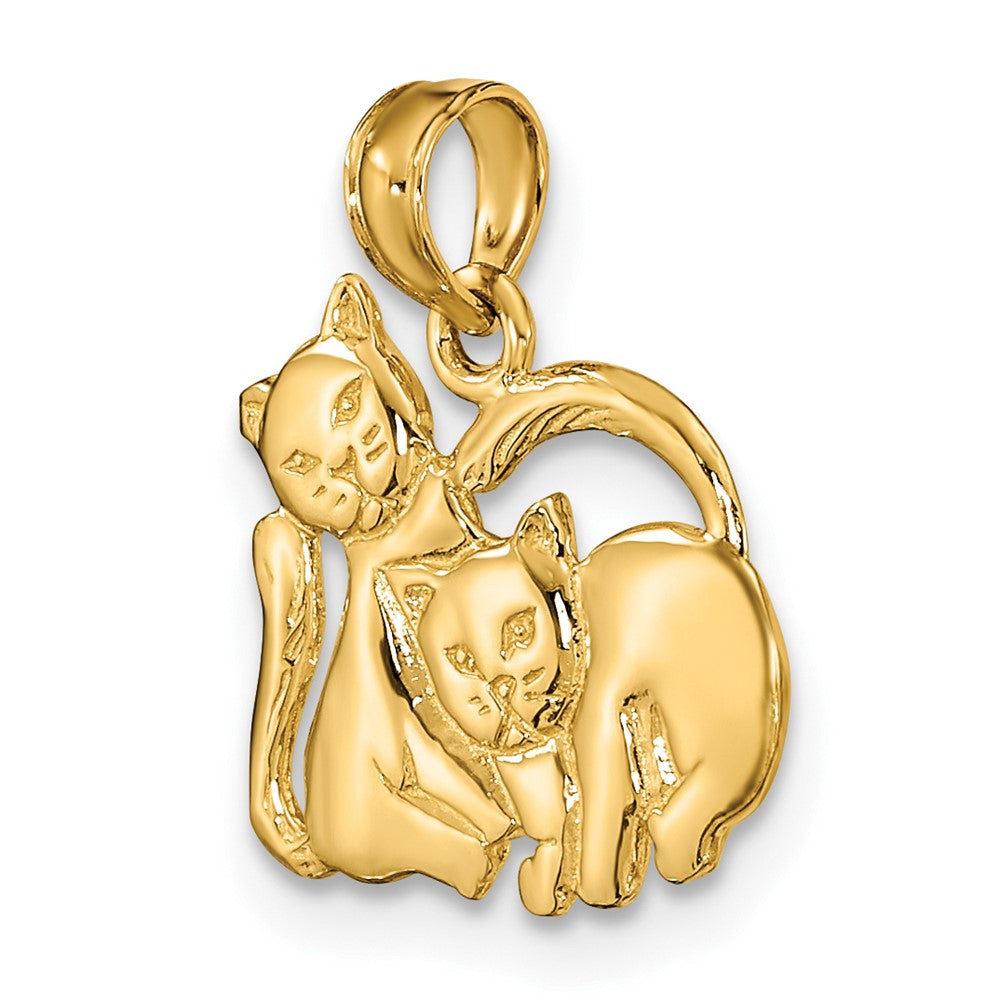 FJC Finejewelers 10 kt Yellow Gold 3-D Polished Two Kittens Charm 16 x 14 mm