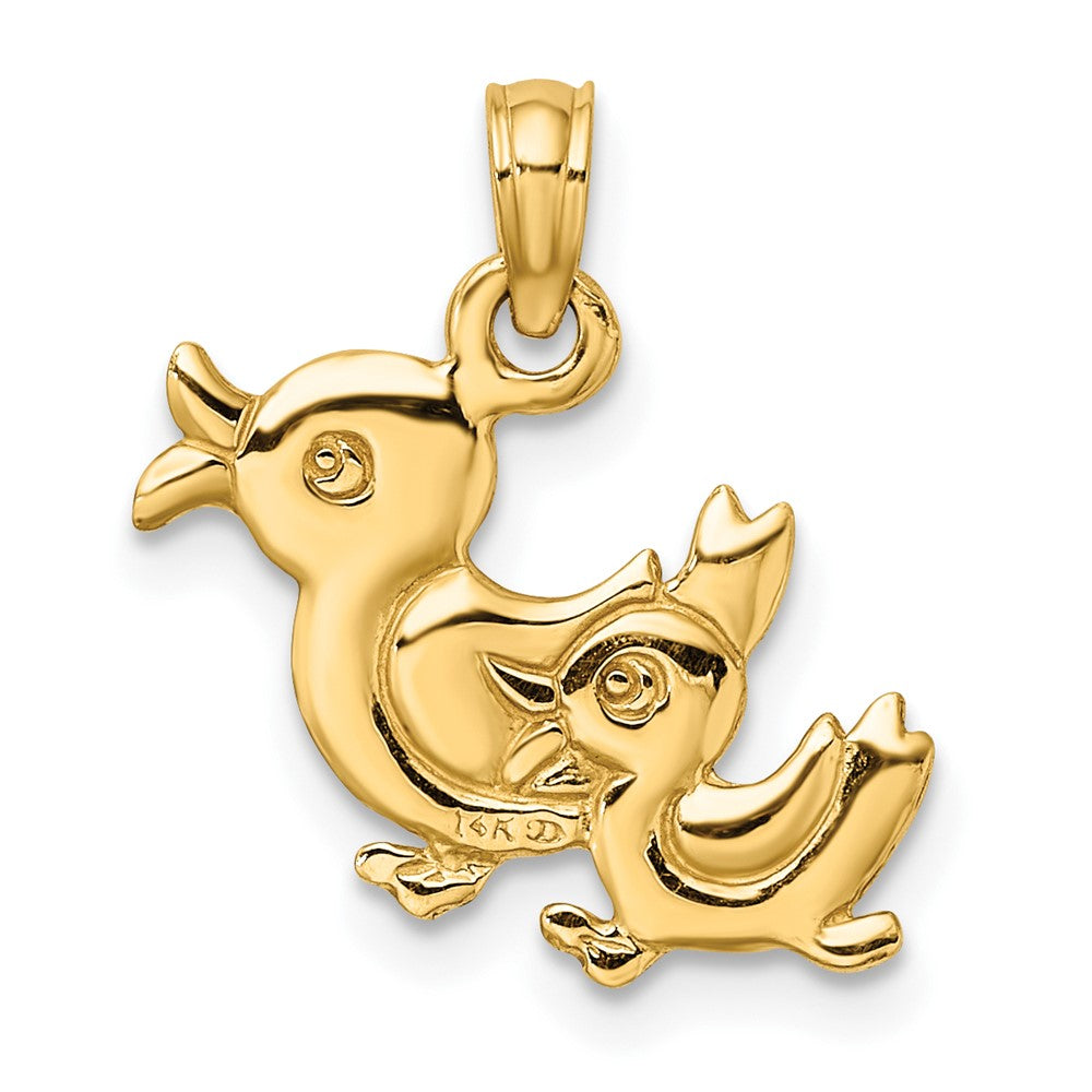 FJC Finejewelers 10 kt Yellow Gold 3-D Two Ducks Charm 16 x 17 mm