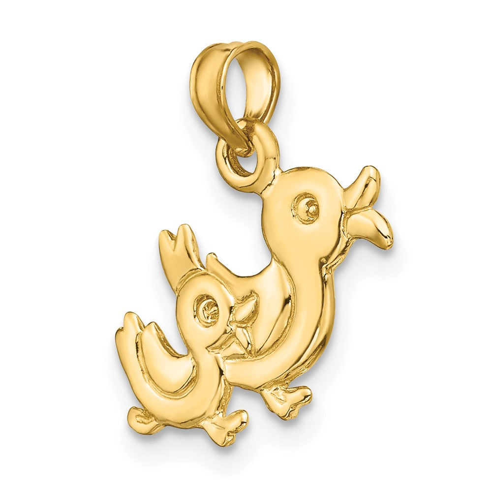 FJC Finejewelers 10 kt Yellow Gold 3-D Two Ducks Charm 16 x 17 mm