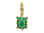 FJC Finejewelers 10 kt Yellow Gold with Green Enamel Tortoise Charm 15 x 9 mm