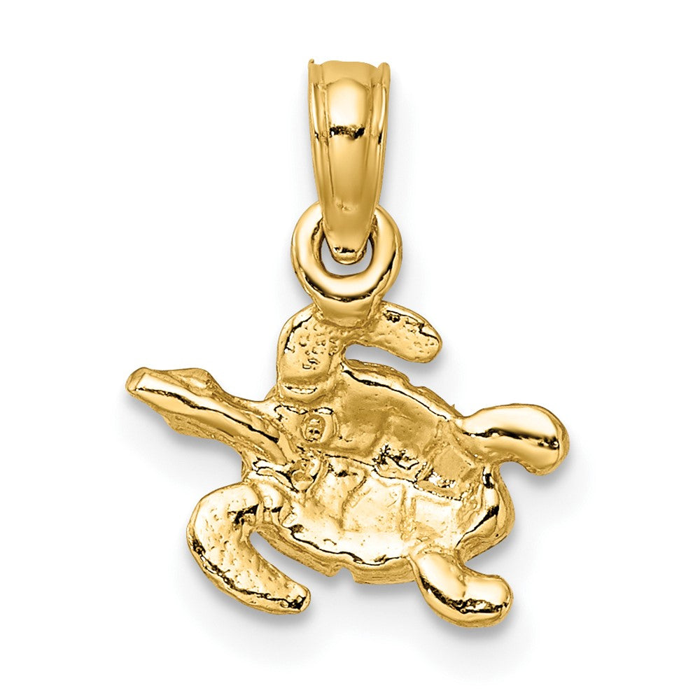 FJC Finejewelers 10 kt Yellow Gold Textured and Enameled Sea Turtle Charm 8 x 11 mm