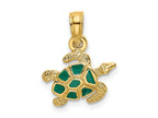 FJC Finejewelers 10 kt Yellow Gold Textured and Enameled Sea Turtle Charm 8 x 11 mm