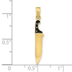 FJC Finejewelers 10 kt Yellow Gold W/ Black Enamel 3-D Butcher Knife Charm 27 x 5 mm