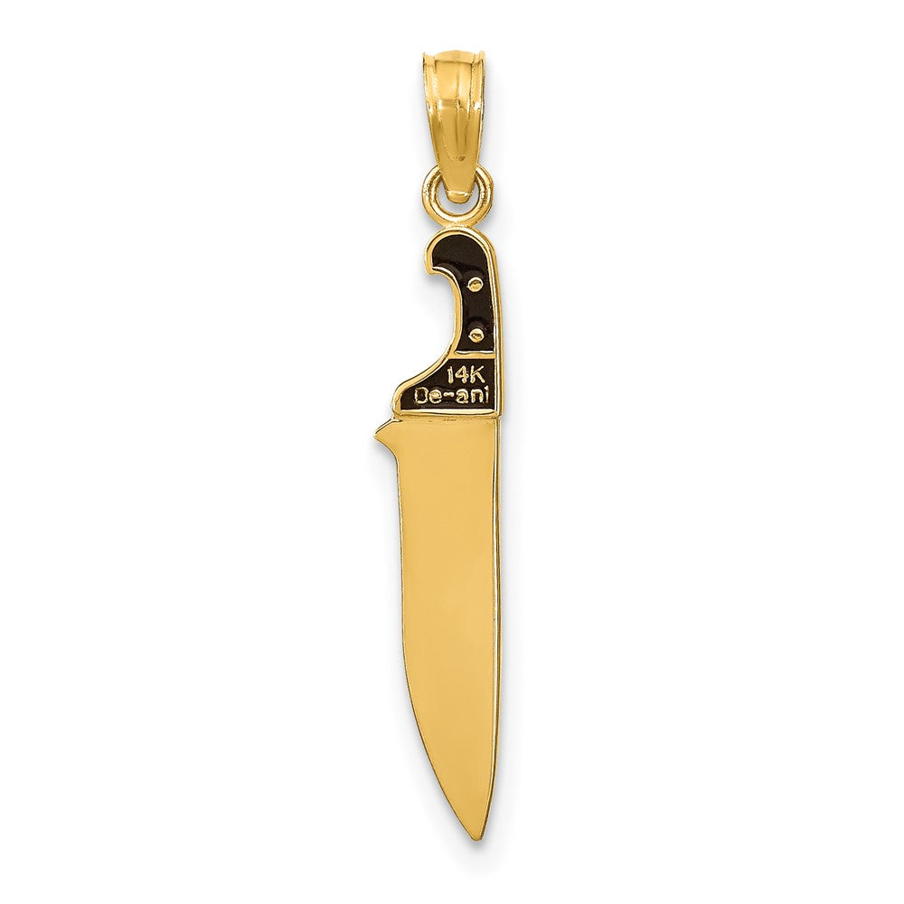 FJC Finejewelers 10 kt Yellow Gold W/ Black Enamel 3-D Butcher Knife Charm 27 x 5 mm