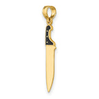 FJC Finejewelers 10 kt Yellow Gold W/ Black Enamel 3-D Butcher Knife Charm 27 x 5 mm