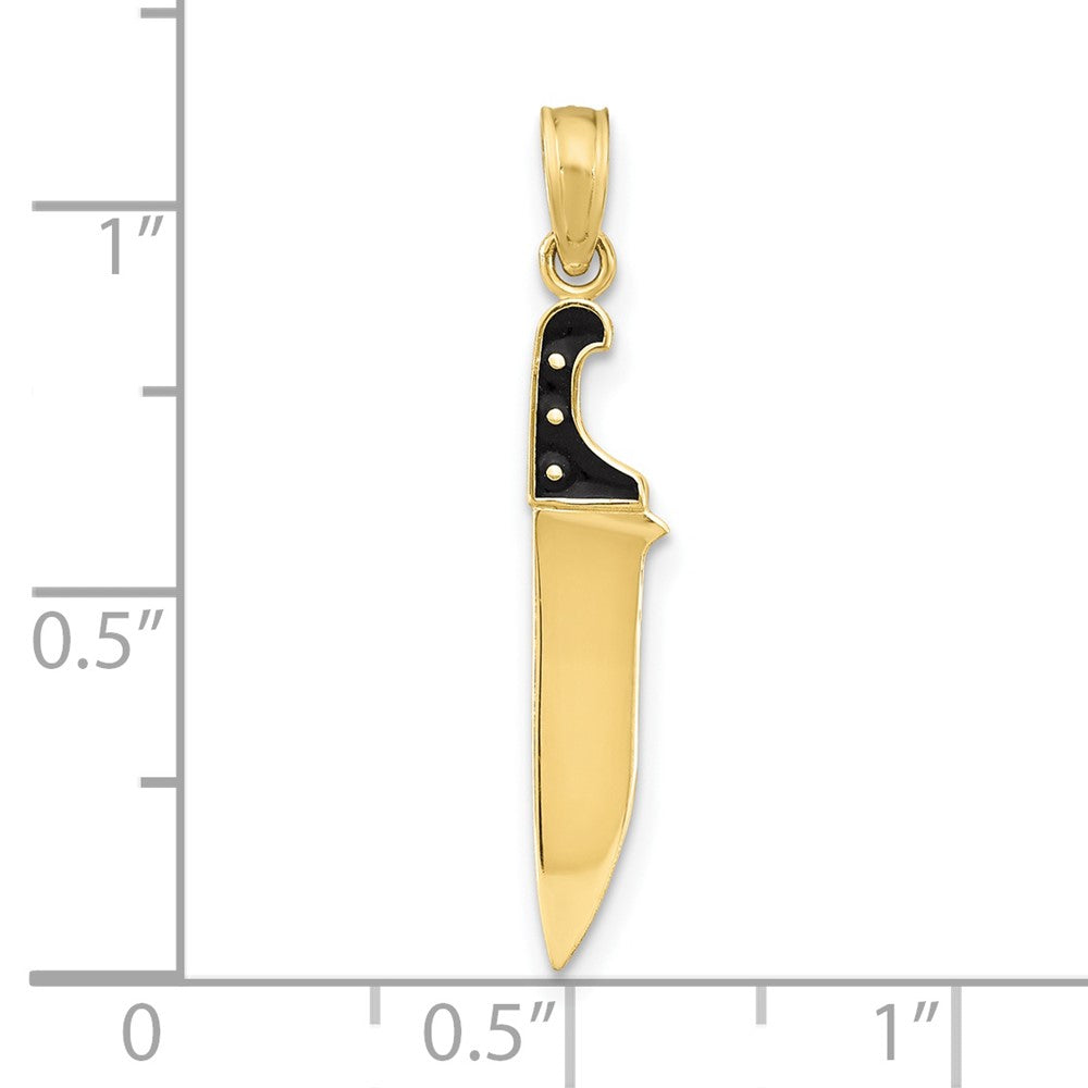 FJC Finejewelers 10 kt Yellow Gold W/ Black Enamel 3-D Butcher Knife Charm 27 x 5 mm