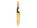 FJC Finejewelers 10 kt Yellow Gold W/ Black Enamel 3-D Butcher Knife Charm 27 x 5 mm