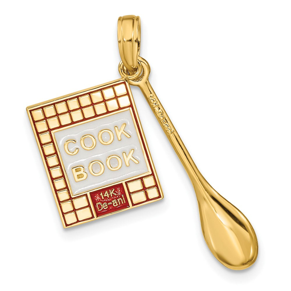 FJC Finejewelers 10 kt Yellow Gold W/Enamel 3-D Cook Book and Spoon Charm