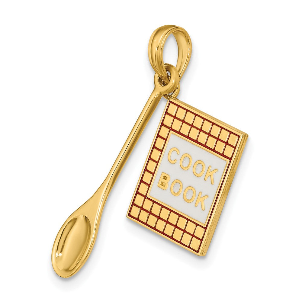 FJC Finejewelers 10 kt Yellow Gold W/Enamel 3-D Cook Book and Spoon Charm