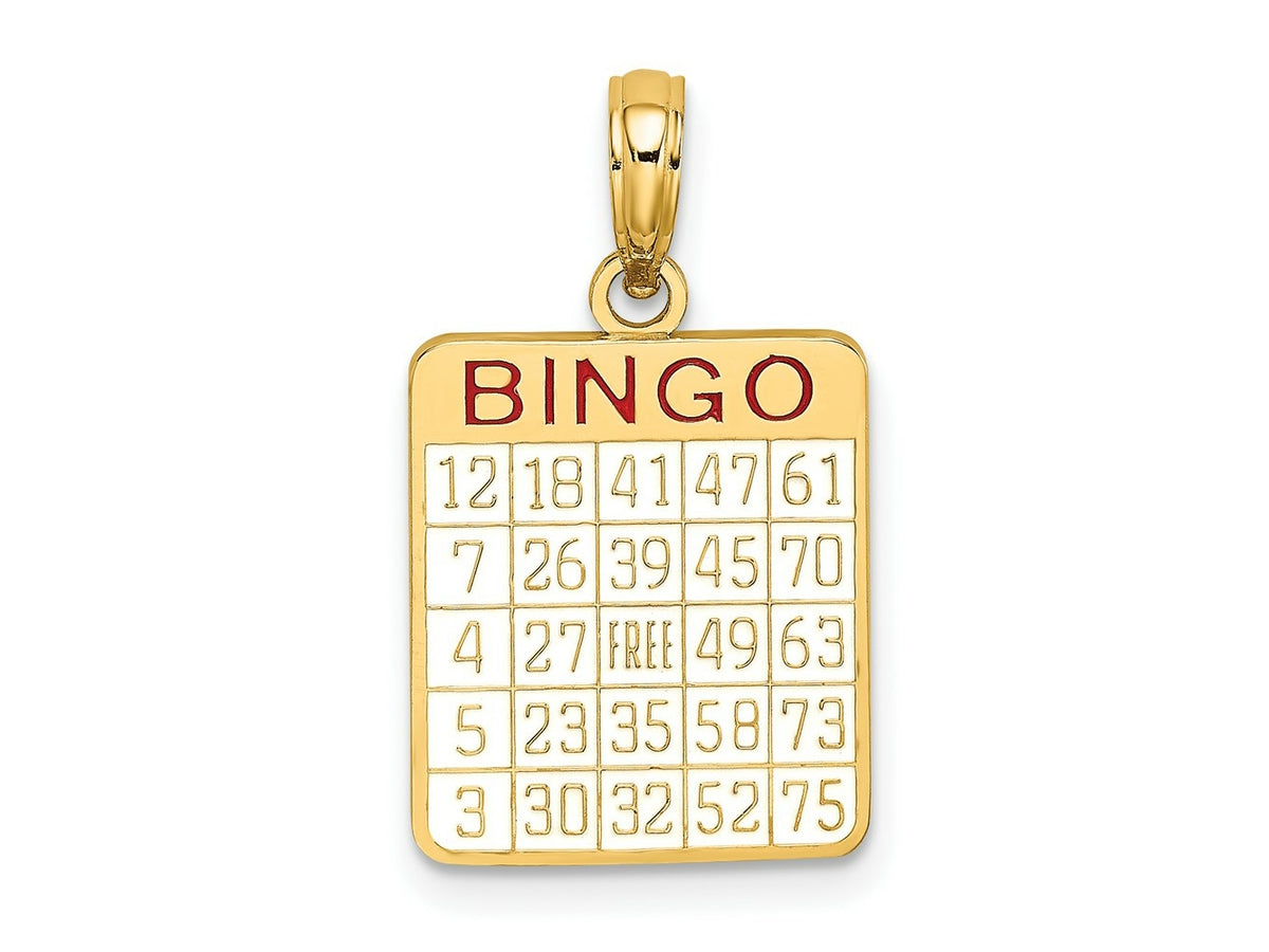 FJC Finejewelers 10 kt Yellow Gold with Enamel Bingo Card Charm 19 x 13 mm