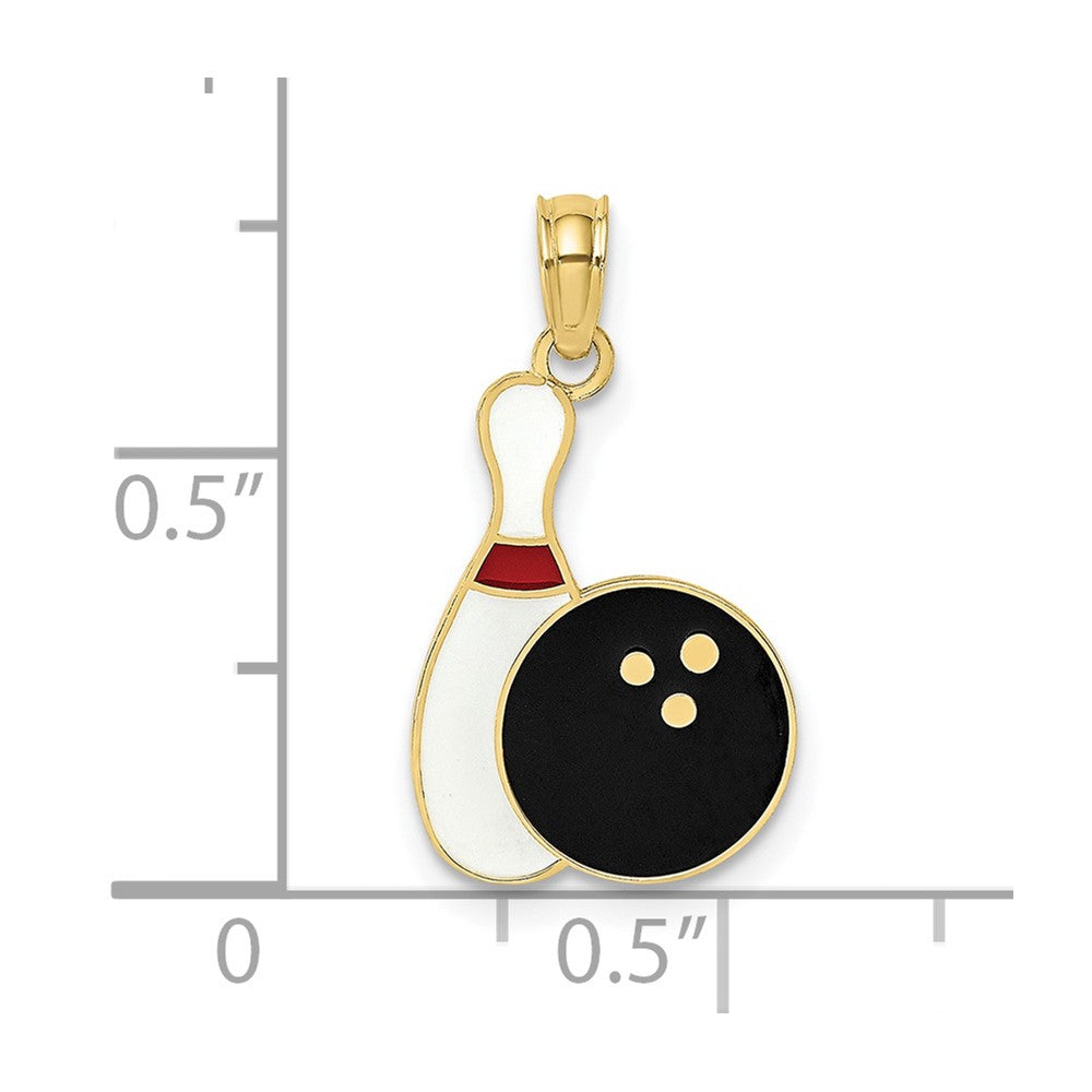 FJC Finejewelers 10 kt Yellow Gold Enamel Bowling Ball and Pin Charm 15 x 11 mm
