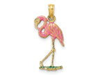 FJC Finejewelers 10 kt Yellow Gold 3-D Pink Enamel Flamingo Charm 19 x 10 mm