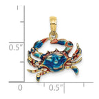 FJC Finejewelers 10 kt Yellow Gold 2-D Blue Enamel Crab Charm 15 x 18 mm