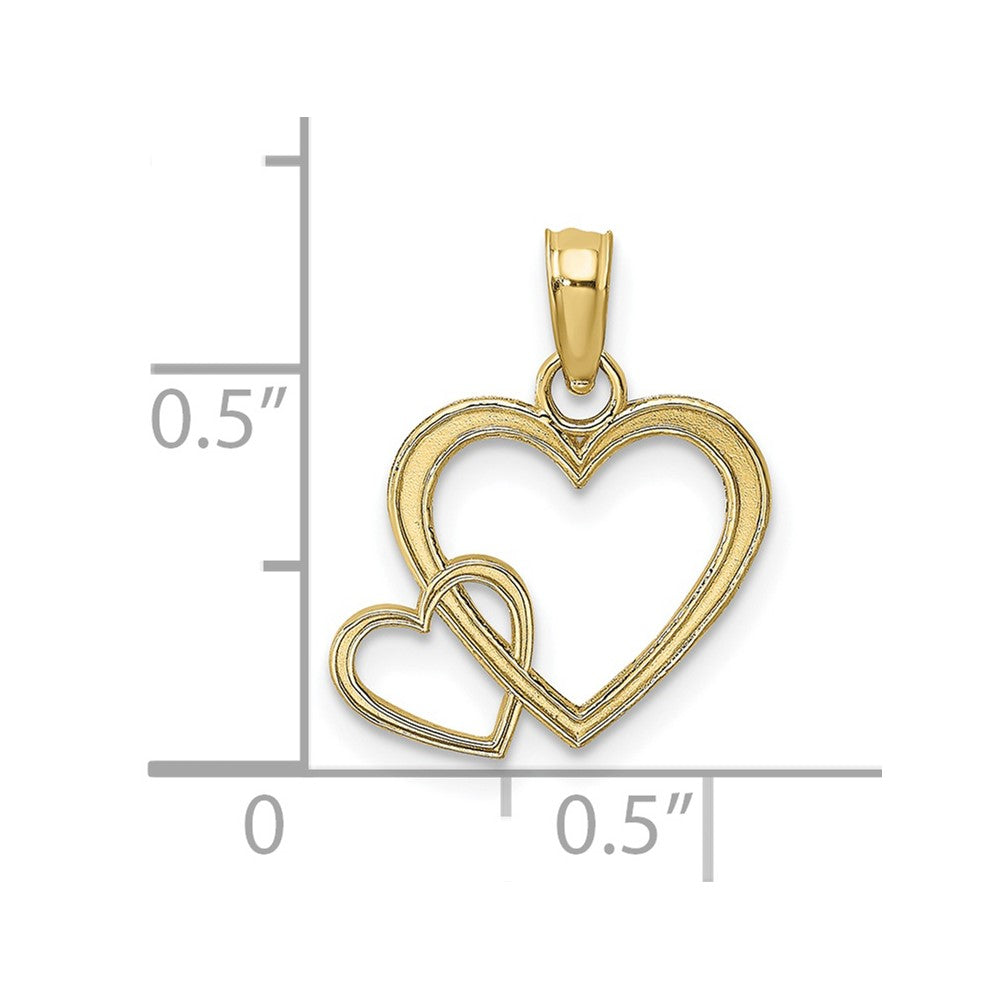 FJC Finejewelers 10 kt Yellow Gold Flat Two Hearts Intertwined Charm 15 x 14 mm
