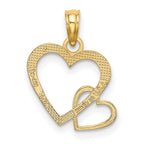 FJC Finejewelers 10 kt Yellow Gold Flat Two Hearts Intertwined Charm 15 x 14 mm