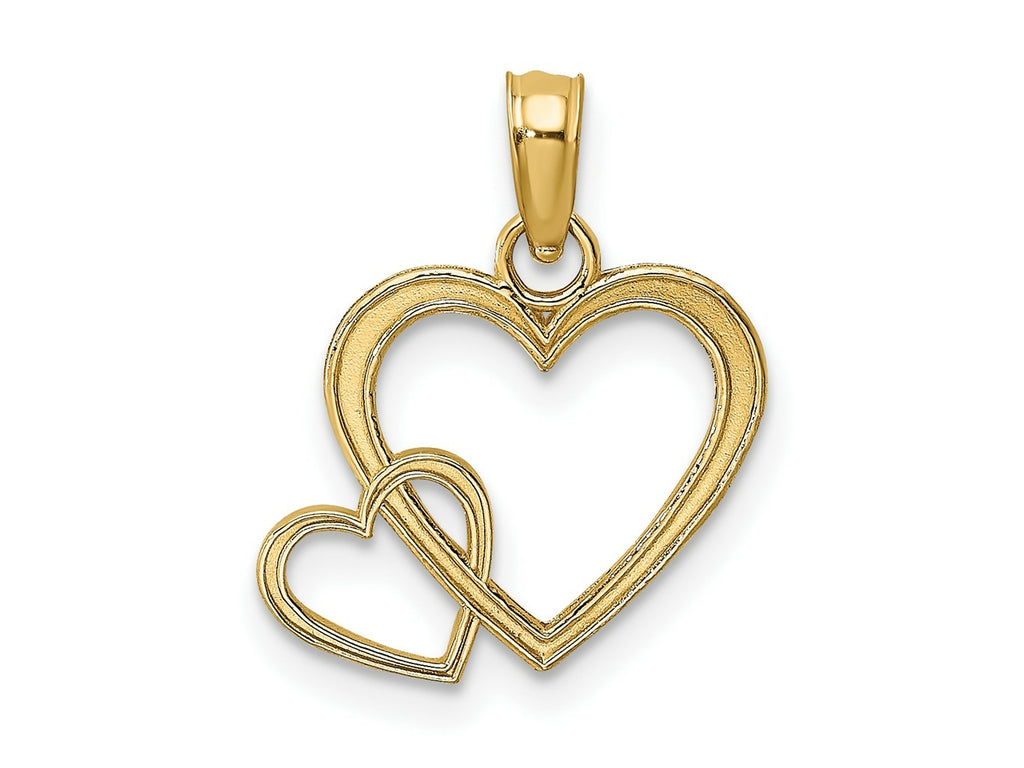 FJC Finejewelers 10 kt Yellow Gold Flat Two Hearts Intertwined Charm 15 x 14 mm