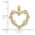FJC Finejewelers 10 kt Yellow Gold Cut-Out Floral Heart Charm 22 x 19 mm