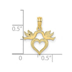 FJC Finejewelers 10 kt Yellow Gold Heart with Love Birds Charm 15 x 16 mm
