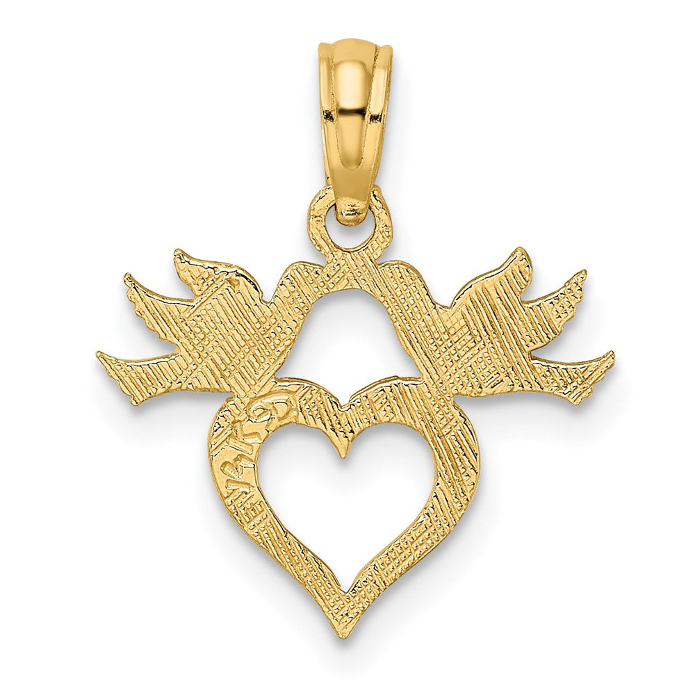 FJC Finejewelers 10 kt Yellow Gold Heart with Love Birds Charm 15 x 16 mm
