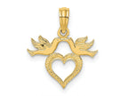 FJC Finejewelers 10 kt Yellow Gold Heart with Love Birds Charm 15 x 16 mm