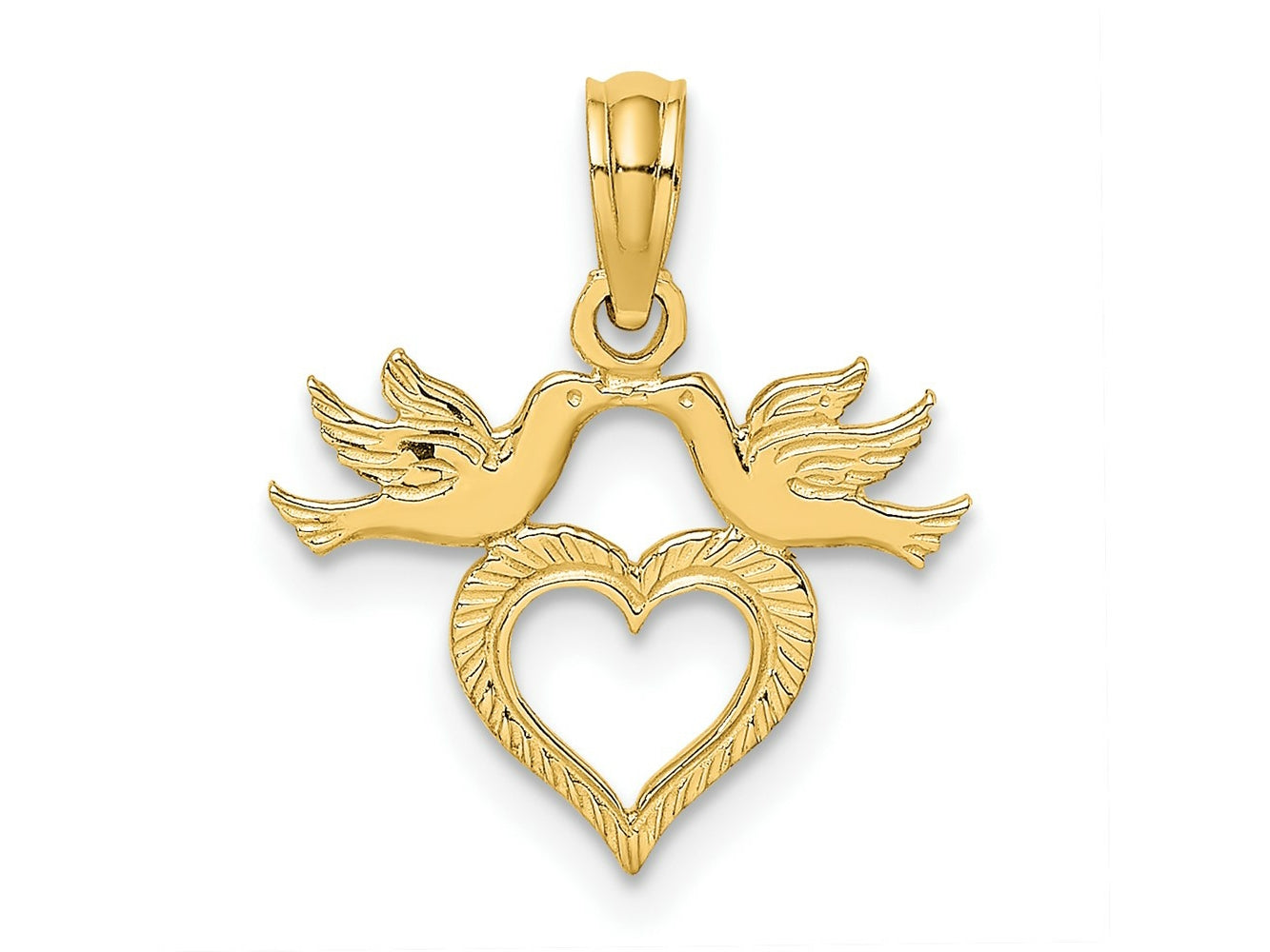 FJC Finejewelers 10 kt Yellow Gold Heart with Love Birds Charm 15 x 16 mm