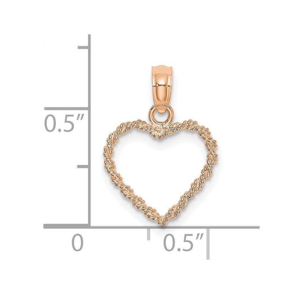 FJC Finejewelers 10 kt Rose Gold Themed 3D Polished Rope Heart Charm 16.4 mm x 13 mm