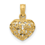 FJC Finejewelers 10 kt Yellow Gold 3-D and Bright Cut Mini Puffed Heart Charm 12 x 10 mm