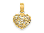 FJC Finejewelers 10 kt Yellow Gold 3-D and Bright Cut Mini Puffed Heart Charm 12 x 10 mm