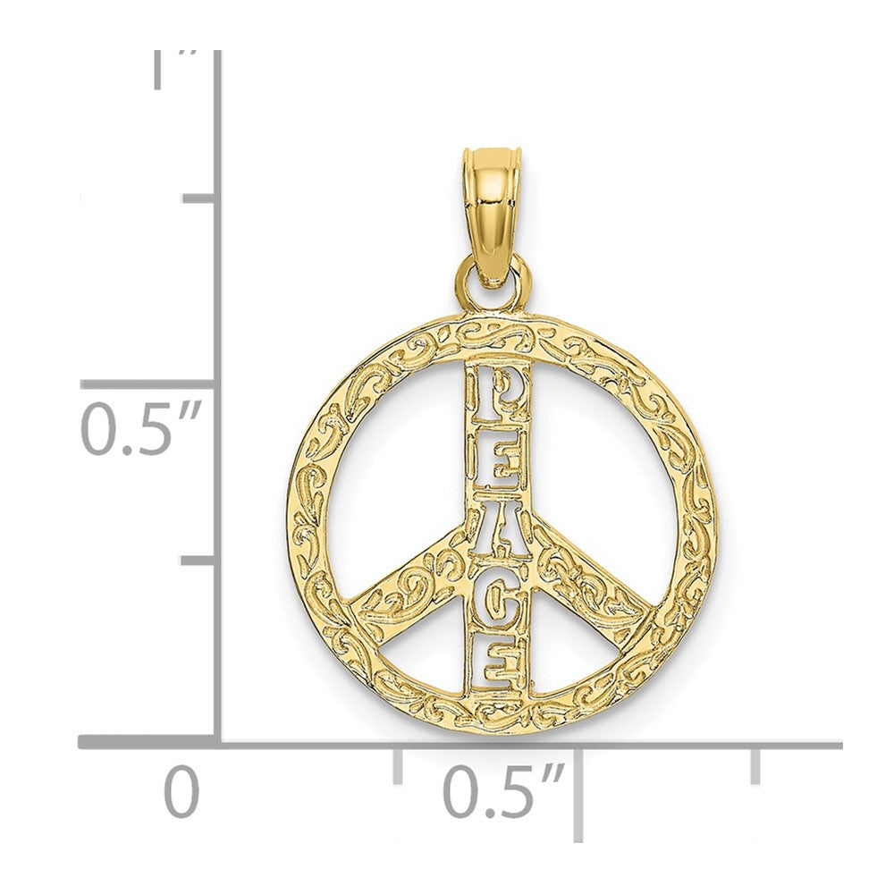 FJC Finejewelers 10 kt Yellow Gold Flat Textured Peace Sign Charm 16 x 16 mm