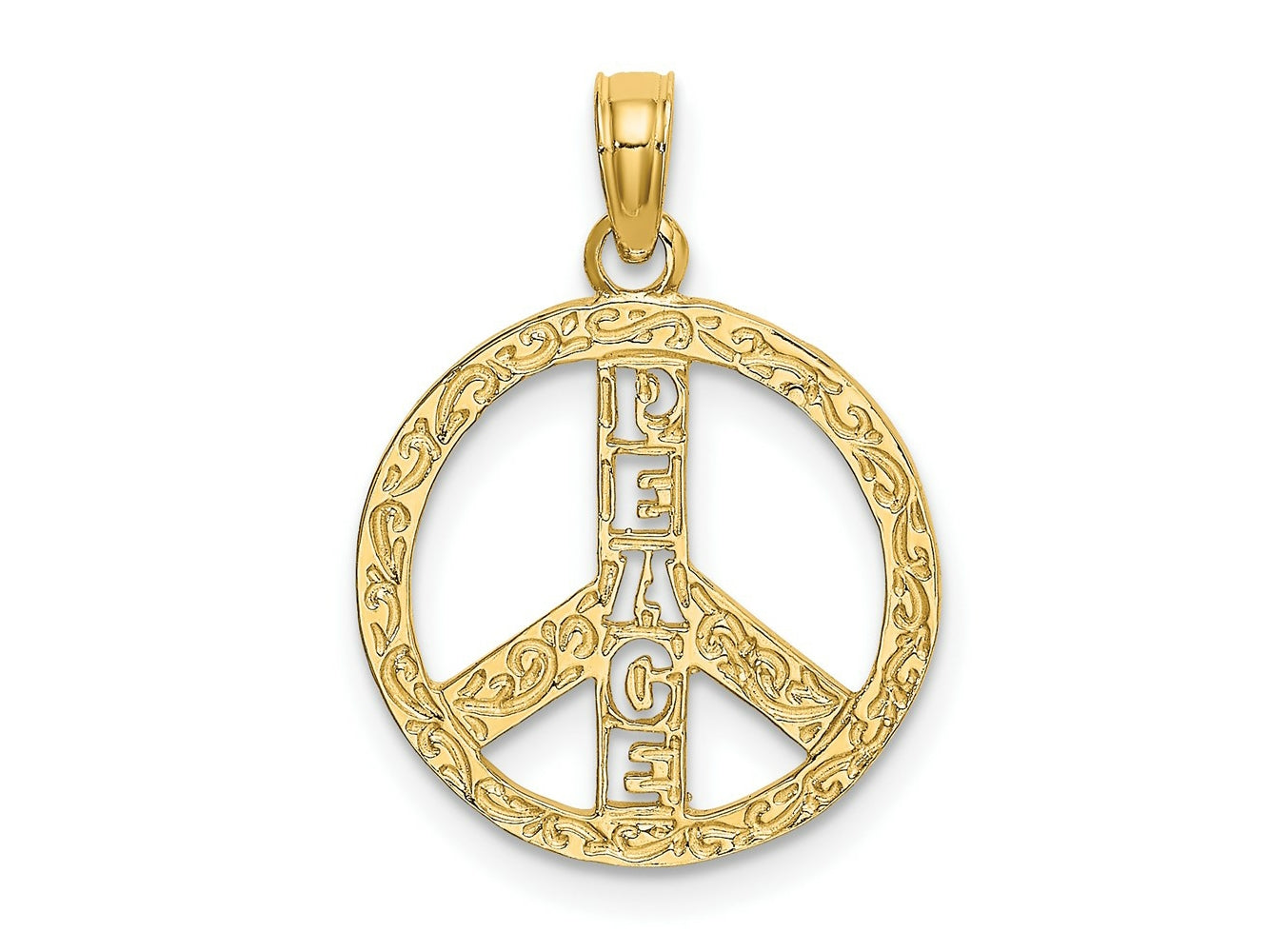 FJC Finejewelers 10 kt Yellow Gold Flat Textured Peace Sign Charm 16 x 16 mm
