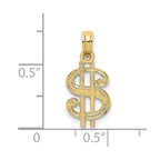 FJC Finejewelers 10 kt Yellow Gold Dollar Sign Charm 17 x 9 mm