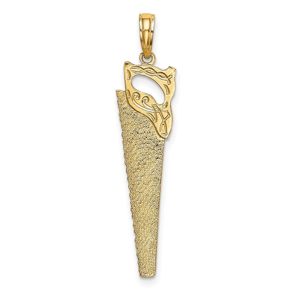 FJC Finejewelers 10 kt Yellow Gold 3-D Flat Hand Saw Charm 30 x 8 mm