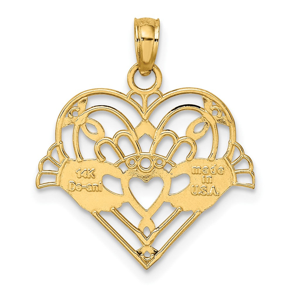 FJC Finejewelers 10 kt Yellow Gold Polished and Beaded Claddagh In Heart Charm 20 mm