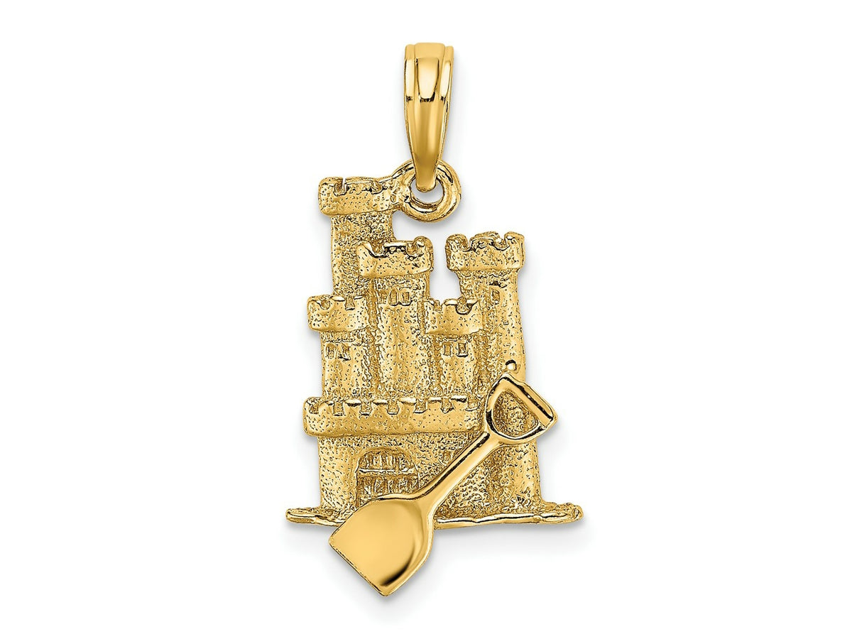 FJC Finejewelers 10 kt Yellow Gold 3-D Sand Castle with Shovel Charm 25 x 13 mm