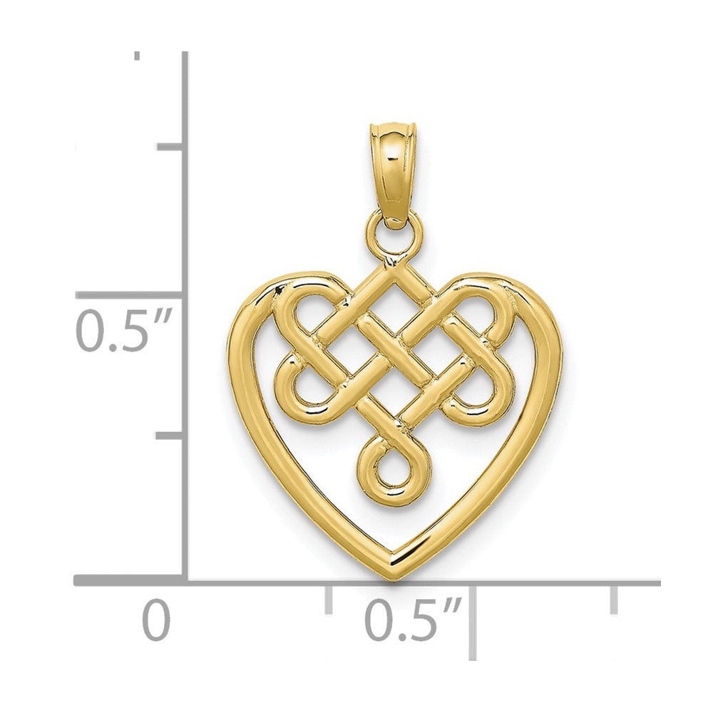 FJC Finejewelers 10 kt Yellow Gold Small Celtic Knot Heart Charm 20 x 14 mm